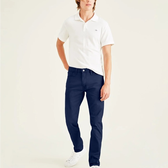 Dockers alpha khaki-supreme fit. Navy Blue Slim Fit Khakis - Picture 1 of 9